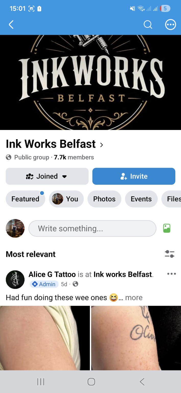 Ink Works Belfast Facebook group
