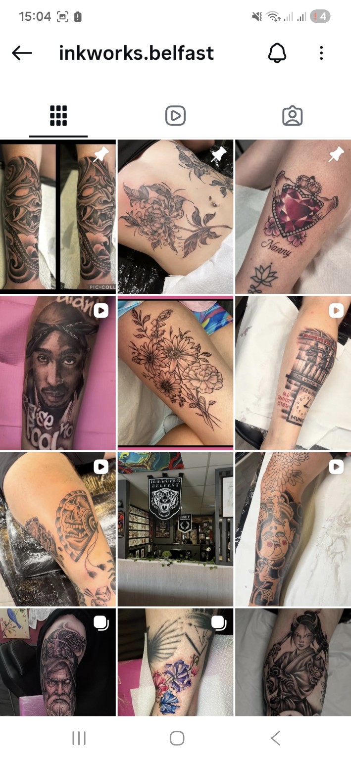 Ink Works Belfast Instagram gallery